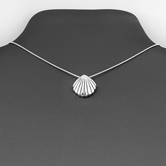 Sterling Silver Small Seashell Necklace, Beach Necklace, Silver Necklaces - Picture 13 of 14
